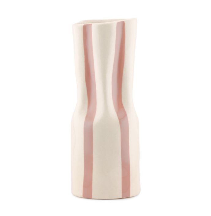 Aardewerk vaas beige gestreept