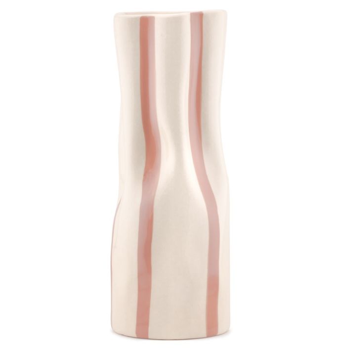 Aardewerk vaas beige gestreept
