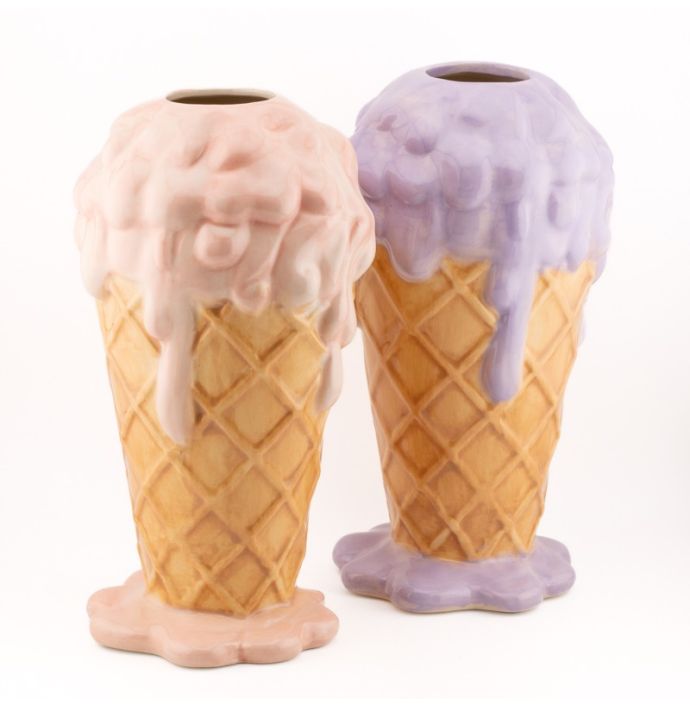 Aardewerk vaas icecream paars