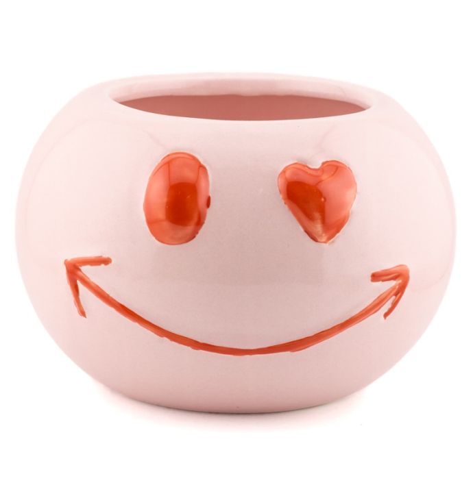 Aardewerk vaas smiley