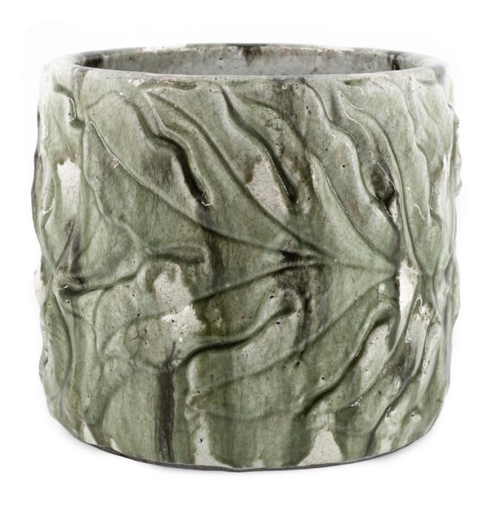 Aardewerk bloempot 29cm leaves