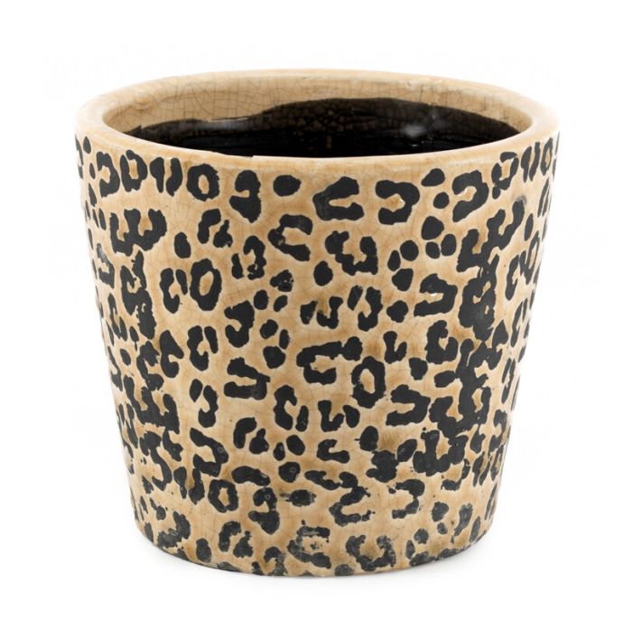 Aardewerk bloempot panter