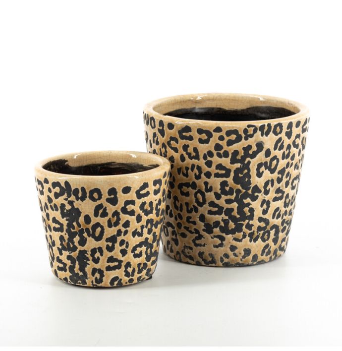 Aardewerk bloempot panter