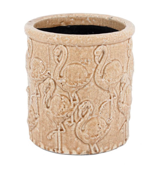 Aardewerk vaas flamingo large