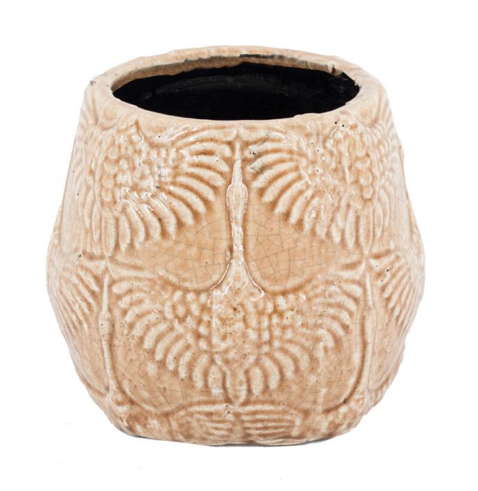 Aardewerk vaas kraanvogel medium