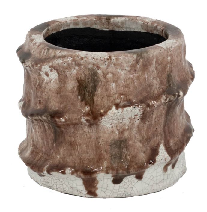 Aardewerk vaas lines pink large