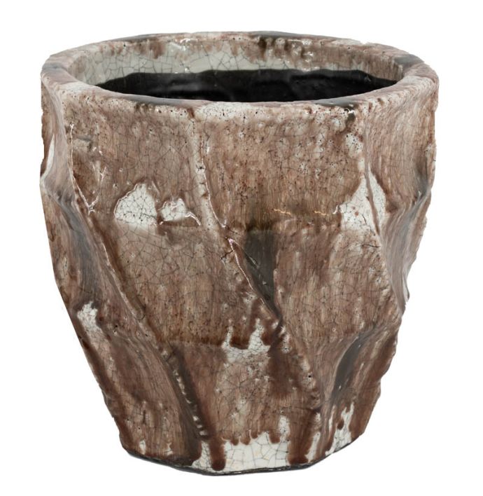 Aardewerk vaas lines pink medium