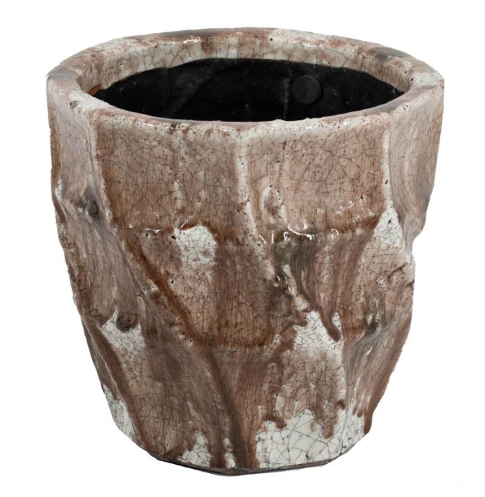 Aardewerk vaas lines pink large