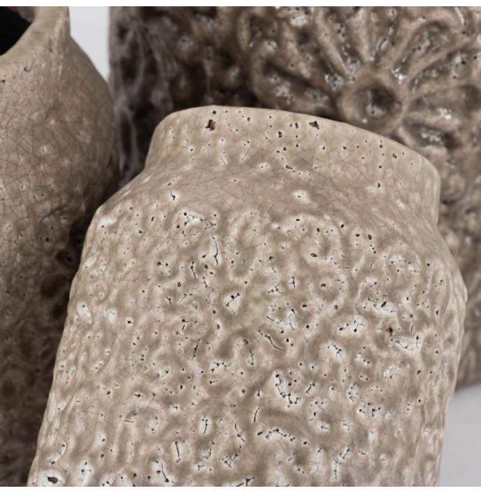 Aardewerk vaas flowers pink medium