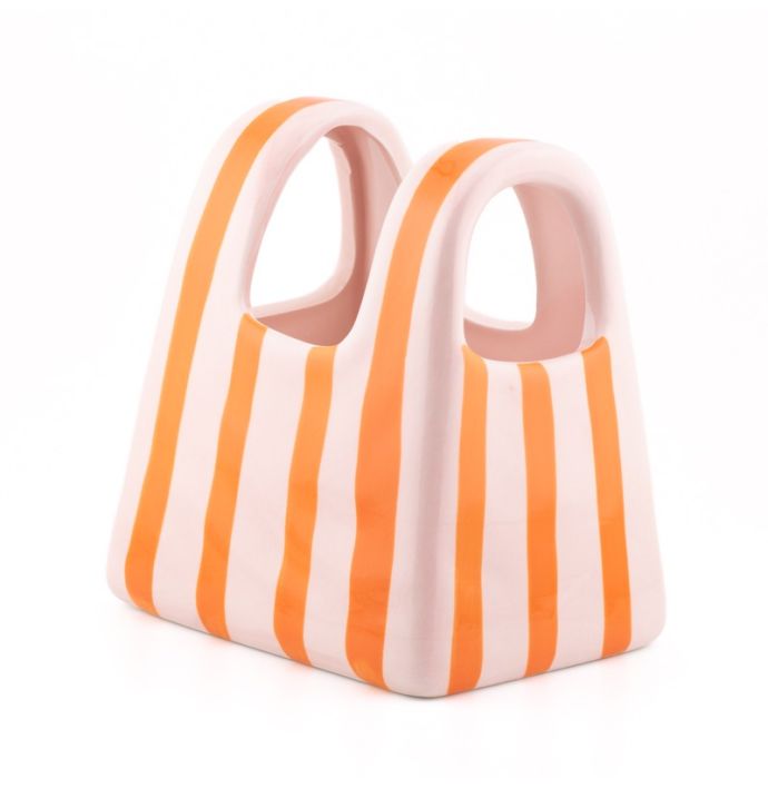 Aardewerk vaas striped tas S