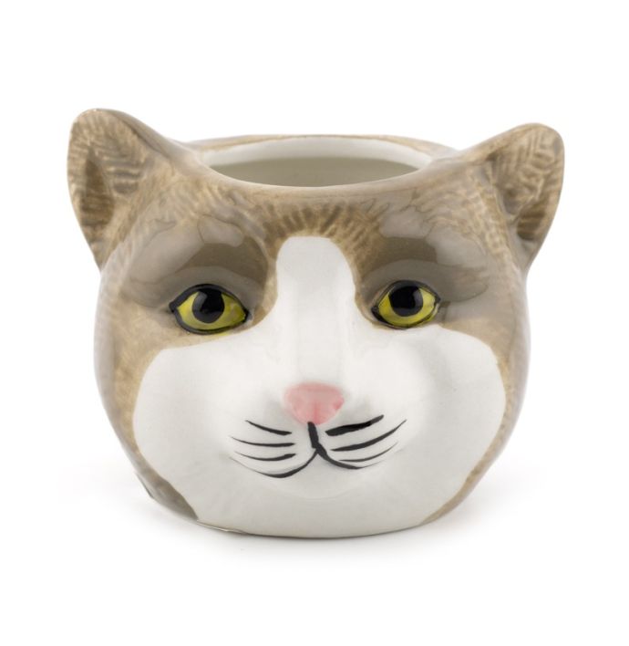 Aardewerk bloempot kat