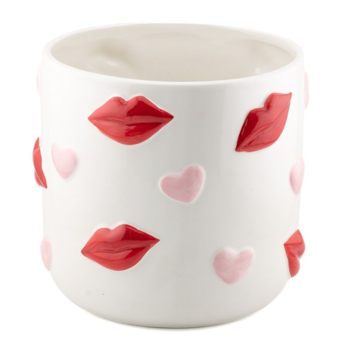 Aardewerk vaas hearts and kisses