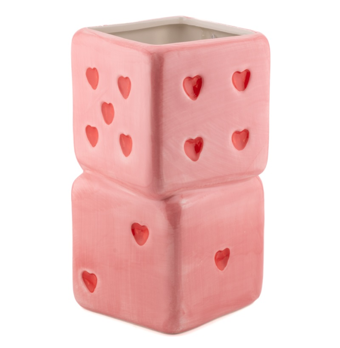 Aardewerk vaas dobbelsteen