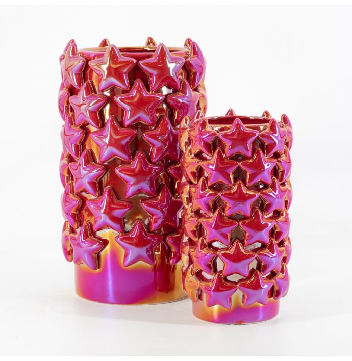 Aardewerk vaas 'Shiny stars' medium