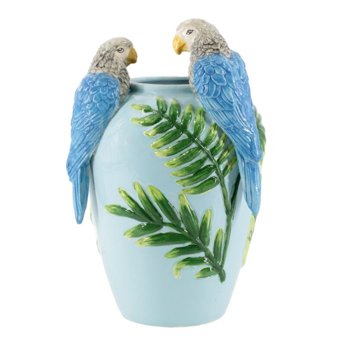 Aardewerk vaas met 'Papegaaien' 