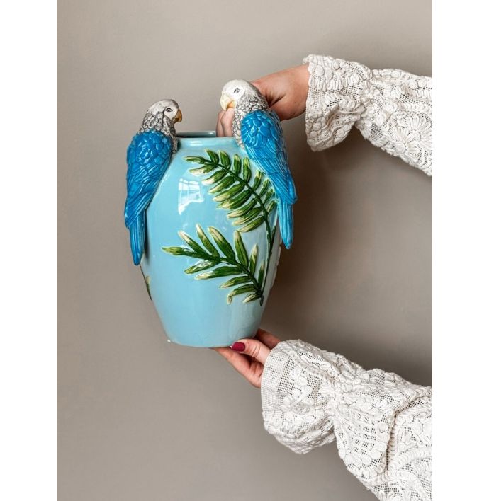 Aardewerk vaas met 'Papegaaien' 