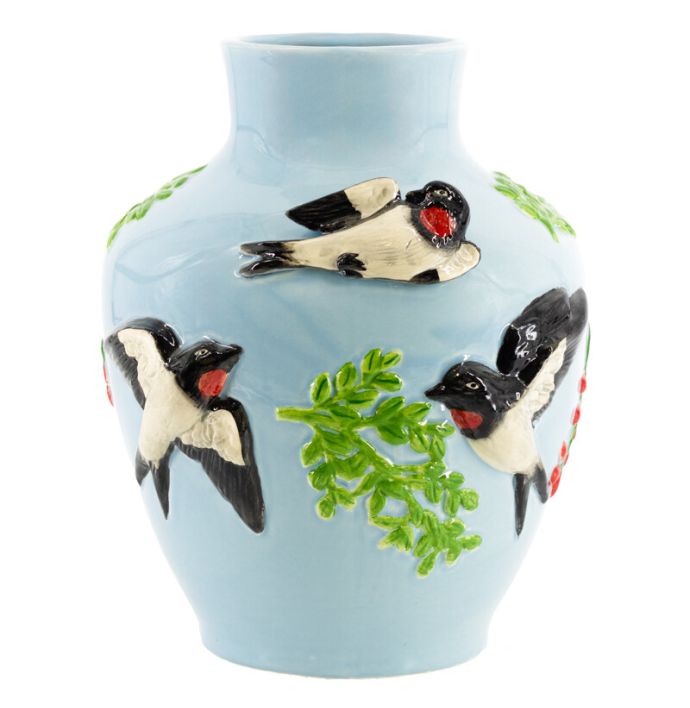 Aardewerk vaas 'Zwaluwen' 