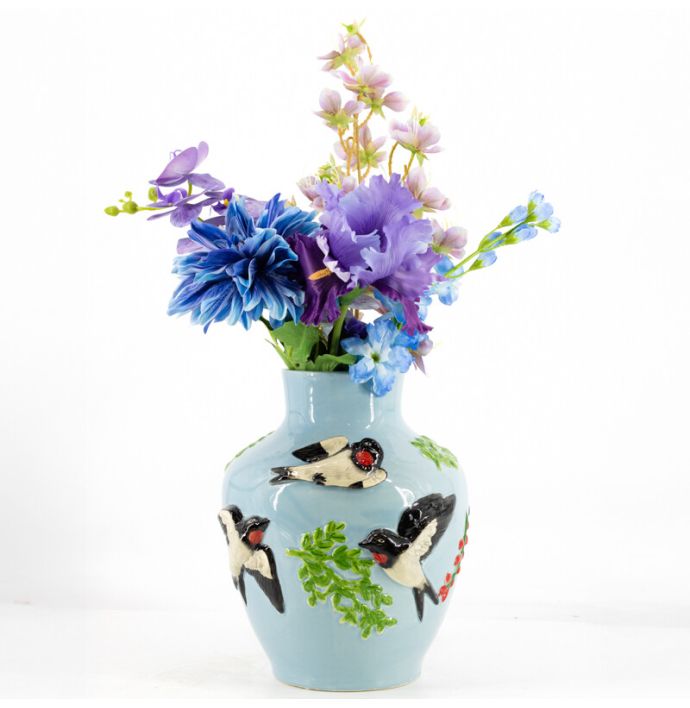 Aardewerk vaas 'Zwaluwen' 