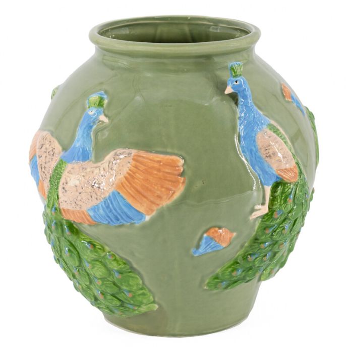 Aardewerk vaas 'Pauwen'