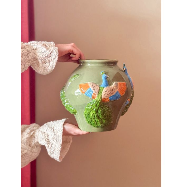 Aardewerk vaas 'Pauwen'