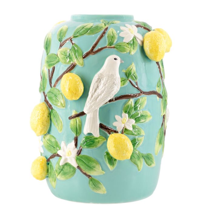 Aardewerk vaas 'Citroenboom vogels'