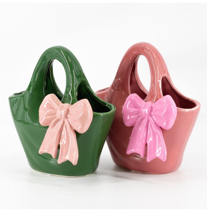 Aardewerk tas vaas 'Bow'