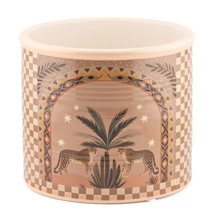 Aardewerk bloempot palm tiger