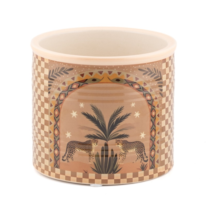 Aardewerk bloempot palm tiger