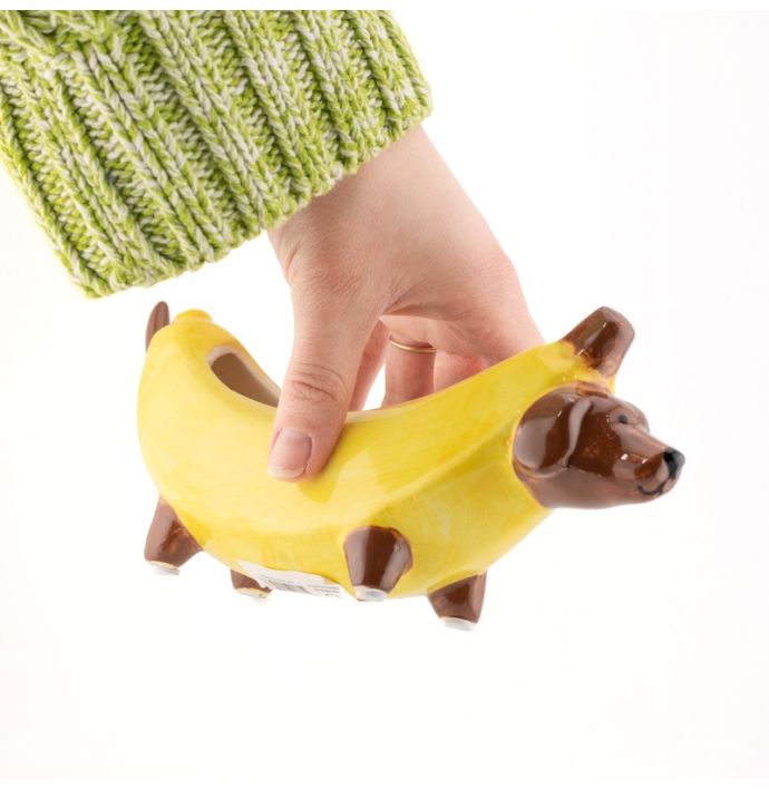 Aardewerk opbergbakje banaan hond