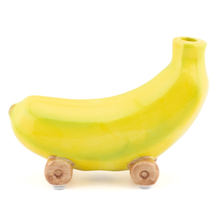 Aardewerk vaas banaan skateboard