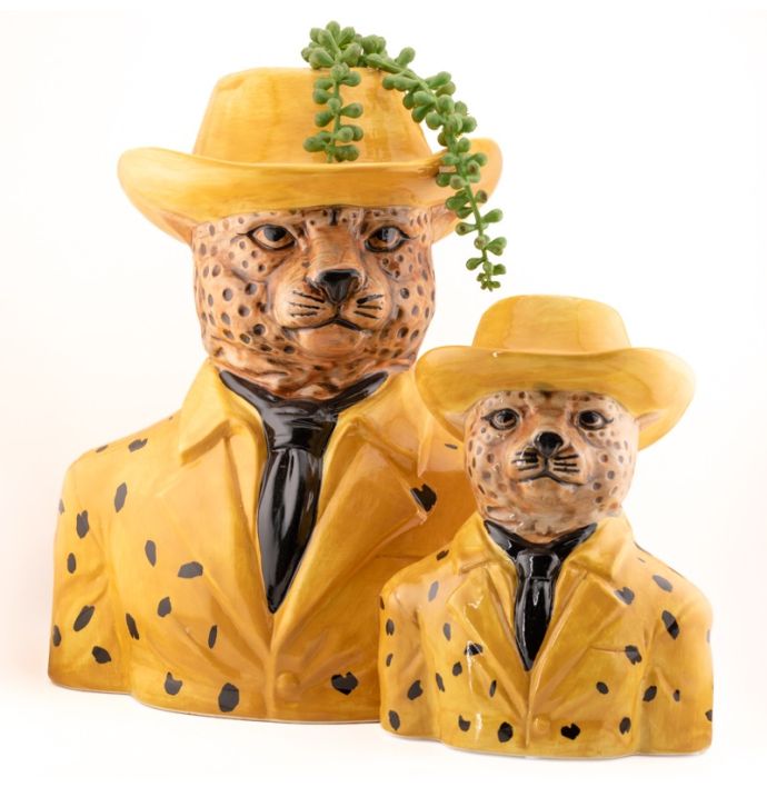 Aardewerk vaas leopard fedora L