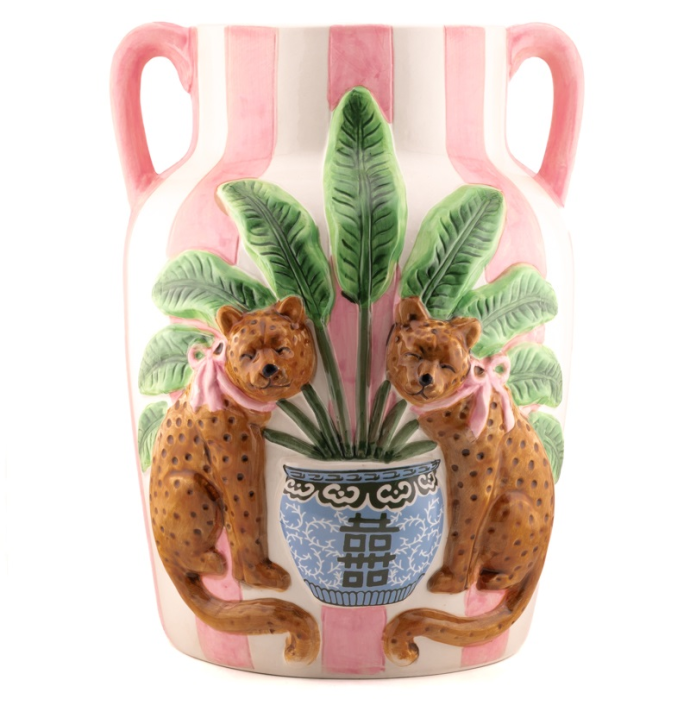 Aardewerk vaas pink jungle