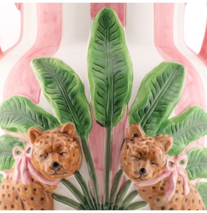 Aardewerk vaas pink jungle