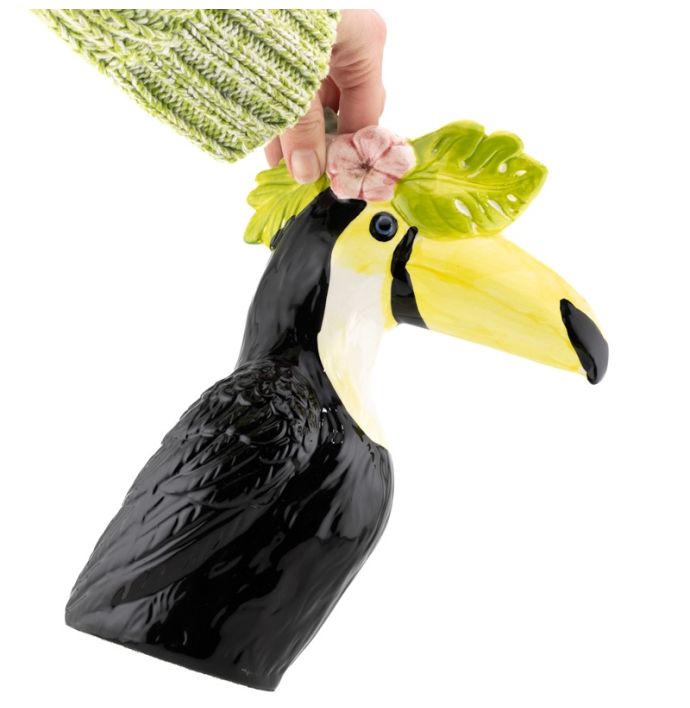 Aardewerk vaas kaketoe bloemenkrans