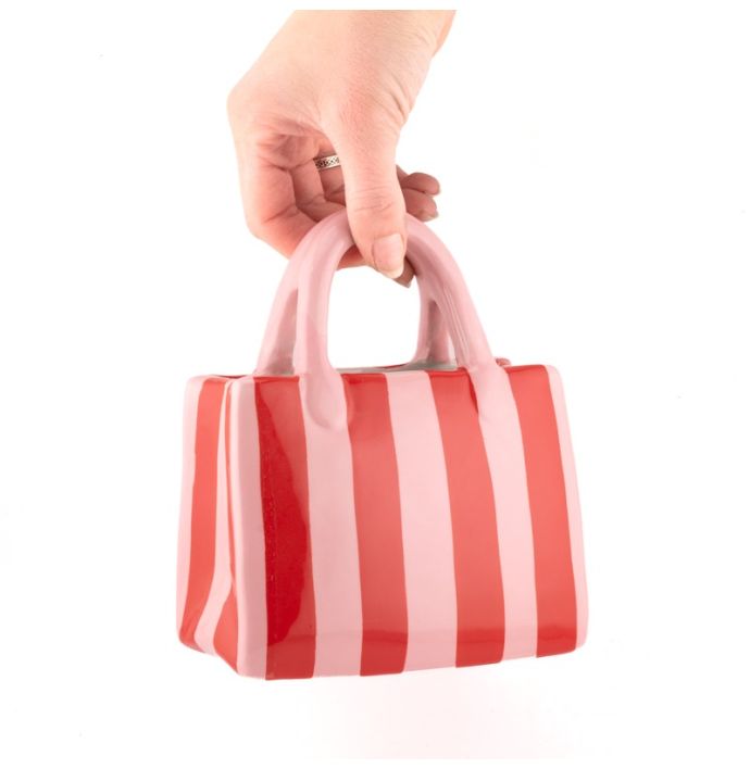 Aardewerk vaas tas gestreept