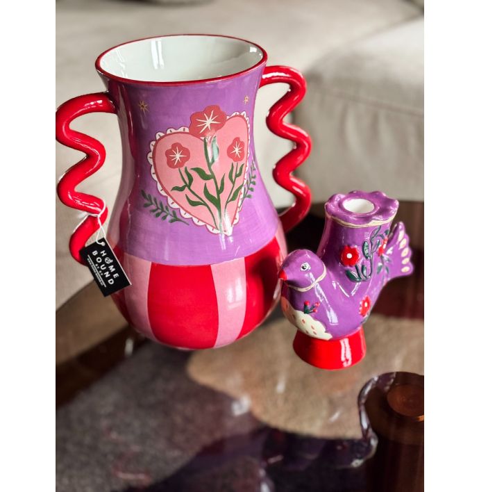 Aardewerk vaas floral