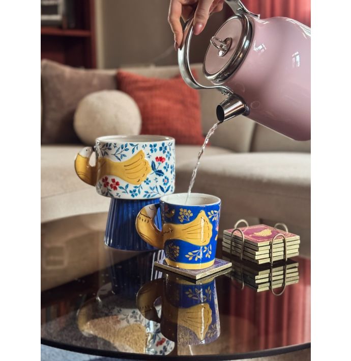 Aardewerk vaas floral bird