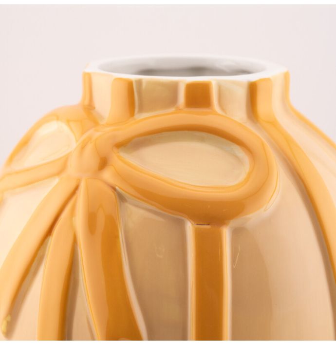 Aardewerk vaas bows peach