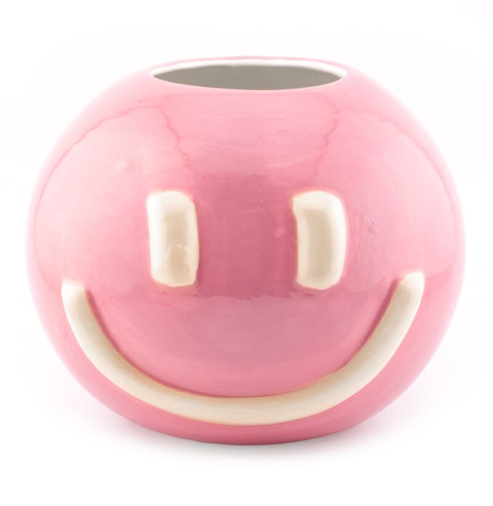 Aardewerk vaas smiley