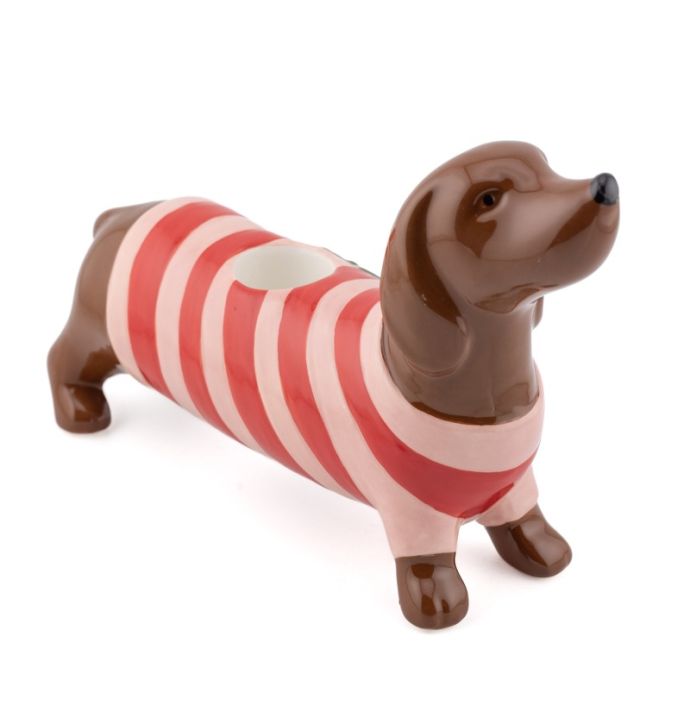 Aardewerk kaarsenstandaard Dachshund 