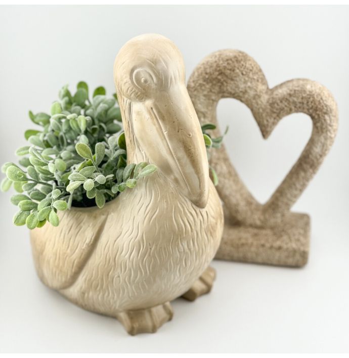 Aardewerk tray vogel beige