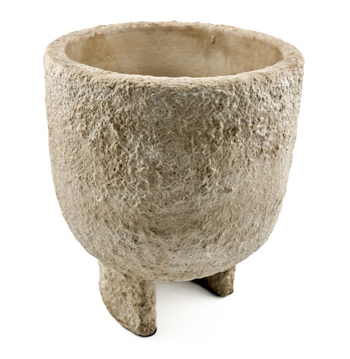 Aardewerk bloempotje beige