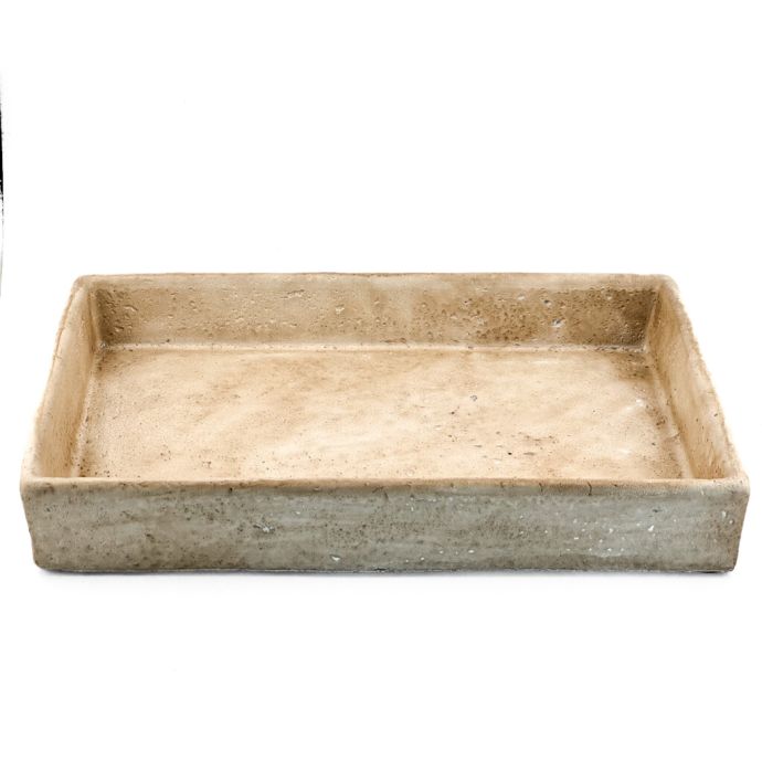 Aardewerk dienblad vierkant beige