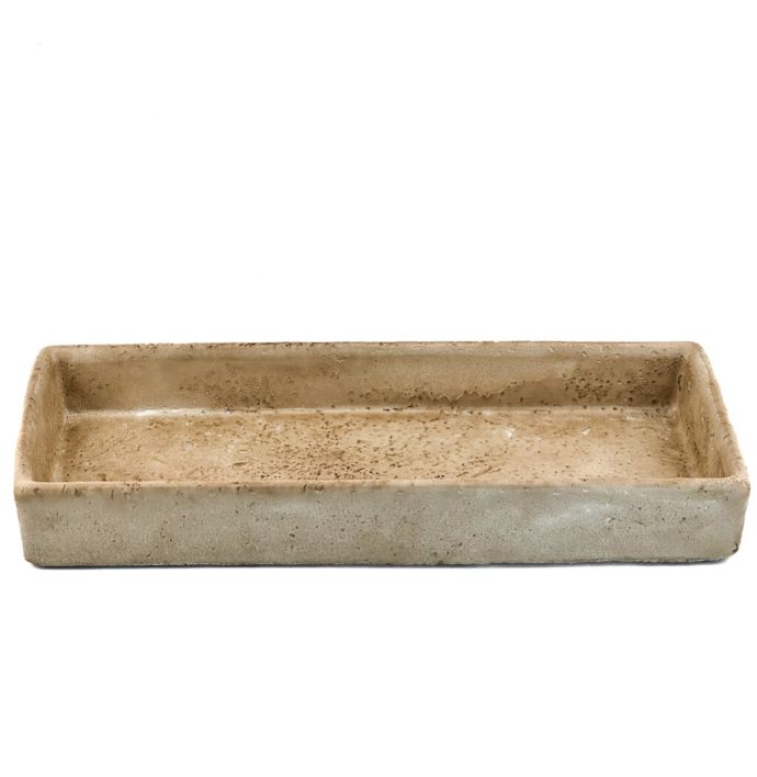 Aardewerk dienblad rechthoek beige