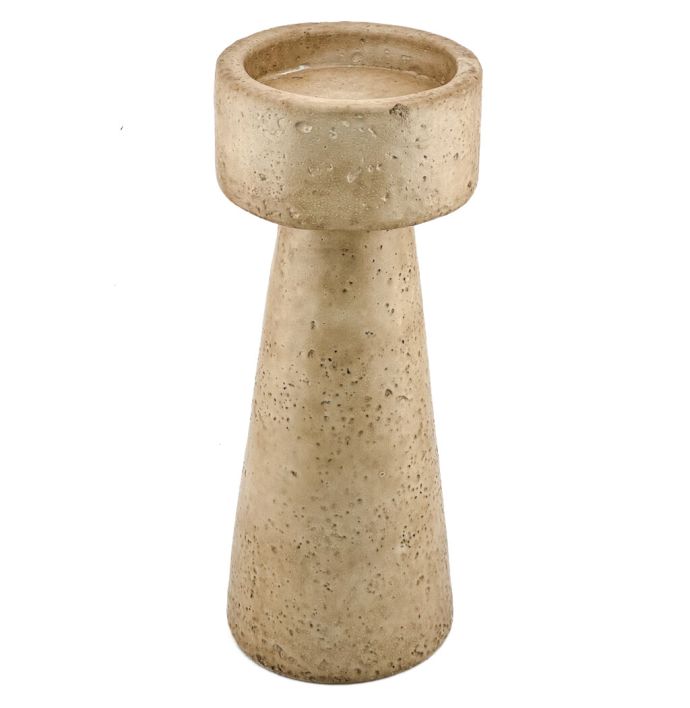 Aardewerk kaarsenstandaard beige