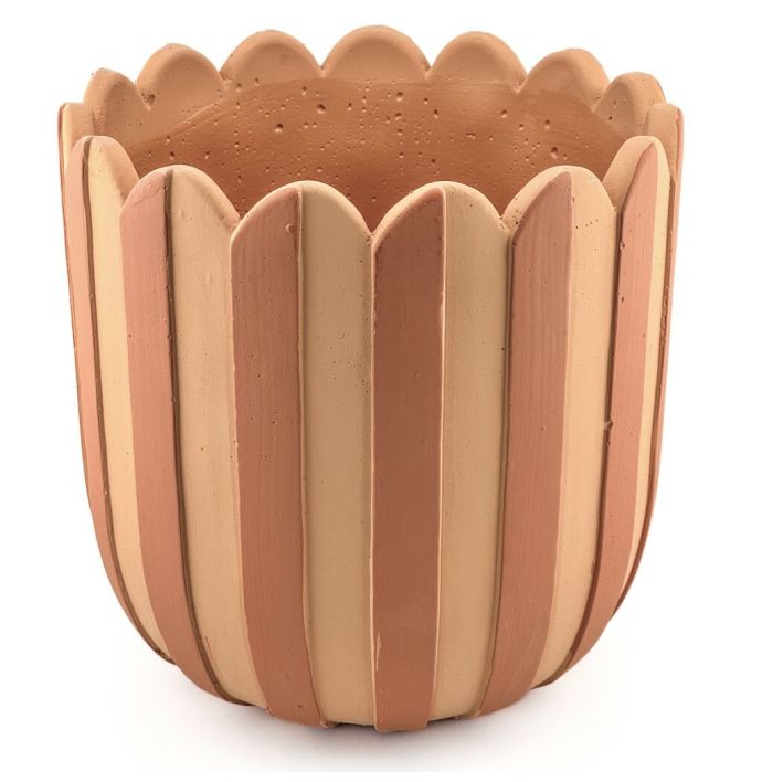 Aardewerk bloempot striped orange