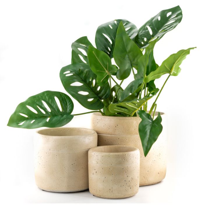 Aardewerk bloempot beige L