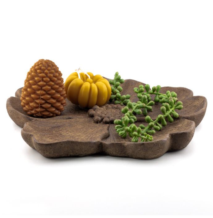 Aardewerk plateau floral L bruin