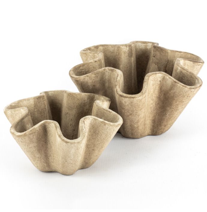 Aardewerk schaal Plica beige L