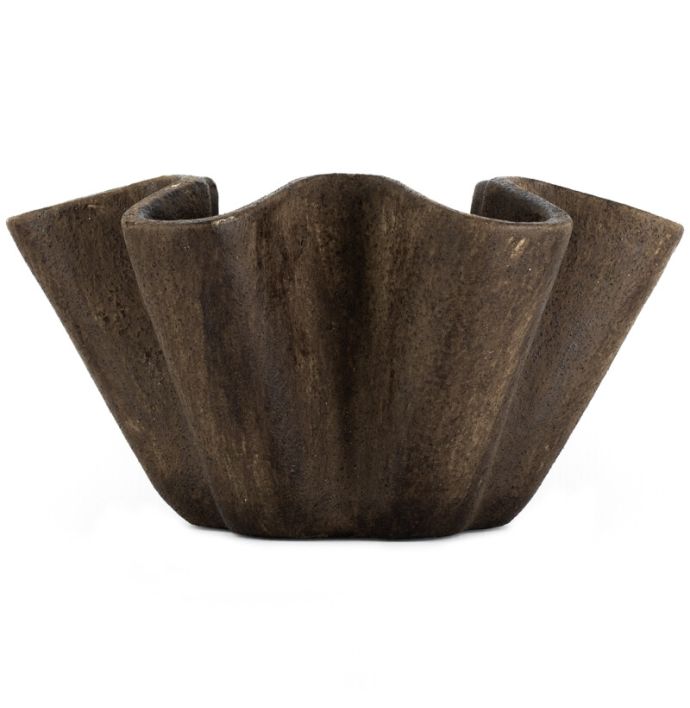 Aardewerk schaal Plica bruin L